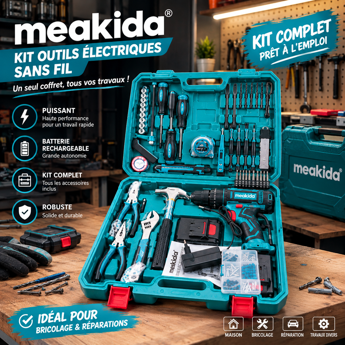 Kit Outils Électriques Sans Fil Complet