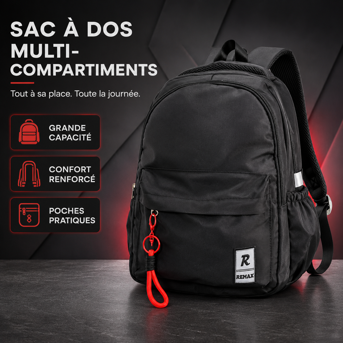 Sac à Dos Remax Noir Multi-compartiments