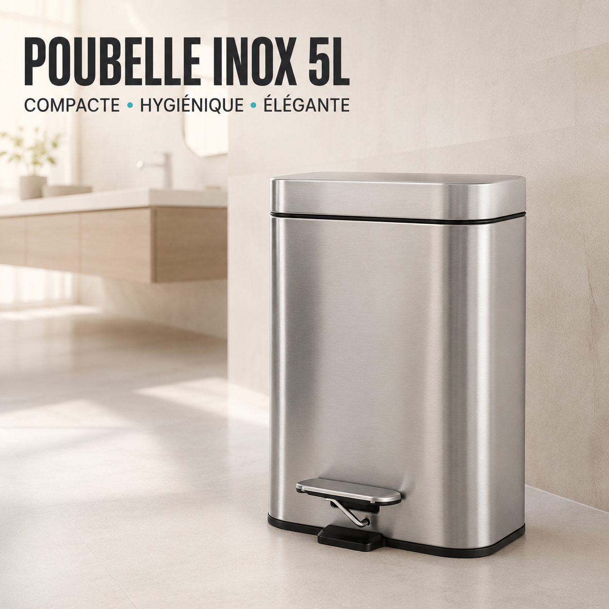 Poubelle inox brossé 5L à pédale – compacte hygiénique et élégante