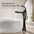 Mitigeur vasque haute cascade noir mat – élégance à chaque goutte