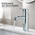 Mitigeur lavabo chromé arrondi – élégance au quotidien