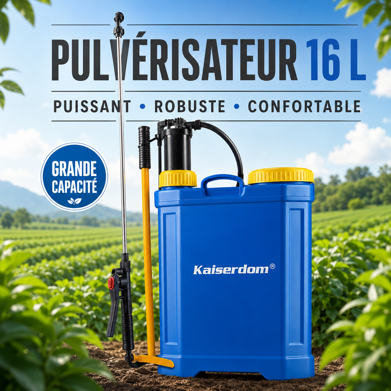 Pulvérisateur à dos Kaiserdom 16L – puissant robuste confortable grande capacité